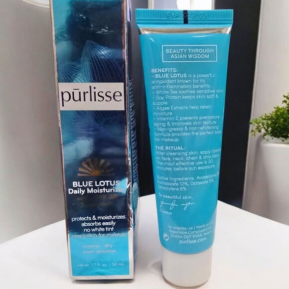Purlisse ✦ Blue Lotus Moisturizer SPF 30 ✦ Lightweight Daily Hydration Sunscreen - Picture 3 of 9